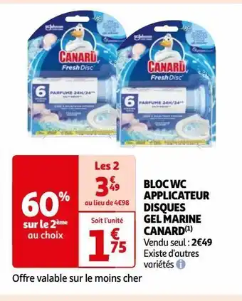 Auchan Bloc wc applicateur disques gel marine canard offre