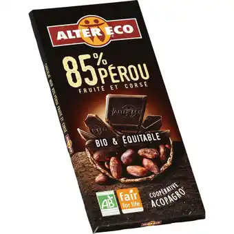 Auchan Chocolat noir pérou 85% bio alter eco offre