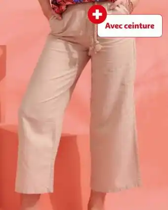 Auchan PANTALON FEMME INEXTENSO 55% lin 45% coton offre