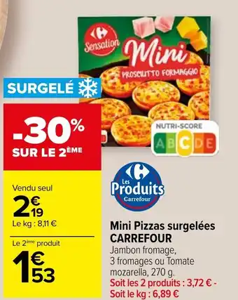 Carrefour Market Mini Pizzas surgelées CARREFOUR Jambon fromage, offre