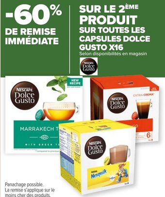 Carrefour Market SUR TOUTES LES CAPSULES DOLCE GUSTO X16 offre