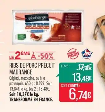 Match RIBS DE PORC PRÉCUIT LES 2: 17,988 offre