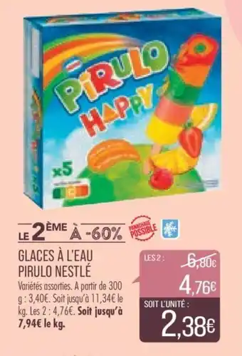 Match GLACES À L'EAU PIRULO NESTLÉ offre