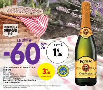 Intermarché Hyper CIDRE BRETON PUR JUS DOUX IGP KERISACI offre