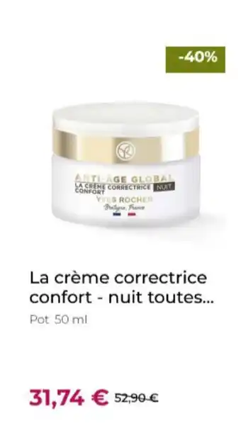 Yves Rocher La crème correctrice confort - nuit toutes... Pot 50 ml offre
