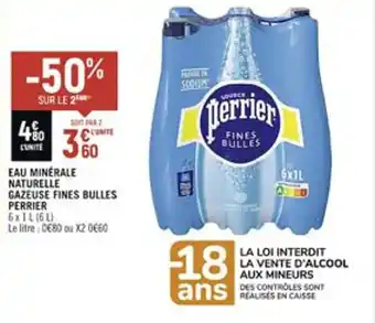 Casino Shop EAU MINERALE NATURELLE GAZEUSE FINES BULLES PERRIER 6xIL (6U offre
