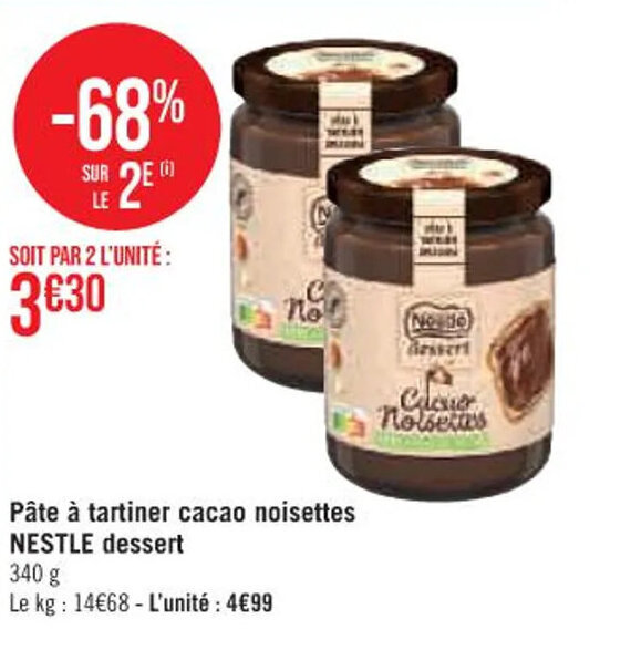 Promo Pâte à tartiner cacao noisettes NESTLE dessert chez Hyper Casino