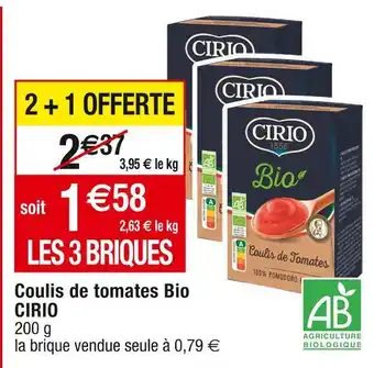 Cora x Carrefour Cirio coulis de tomates bio offre