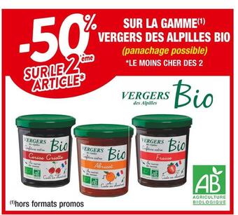 Cora x Carrefour Vergers des alpilles - 50% sur le 2ème article sur la gamme vergers des alpilles bio offre
