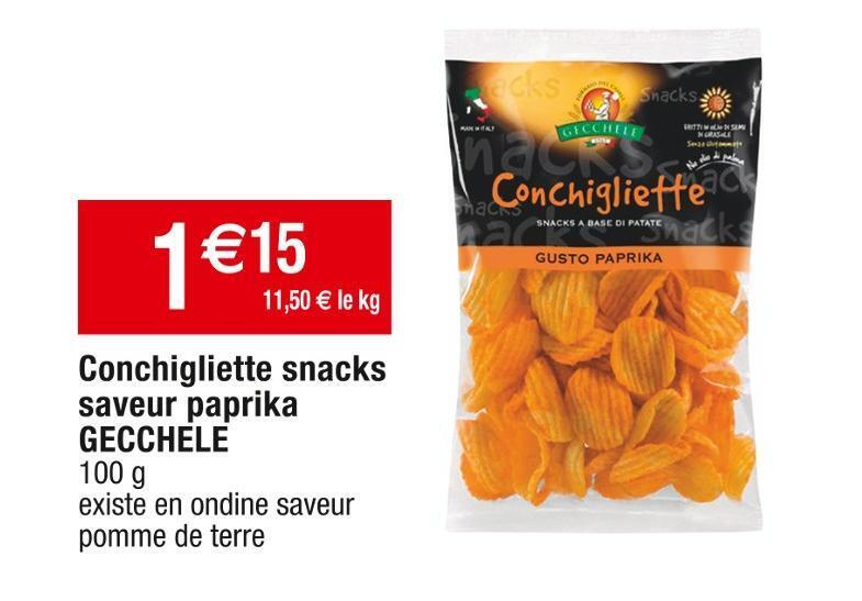 Cora Gecchele conchigliette snacks saveur paprika offre