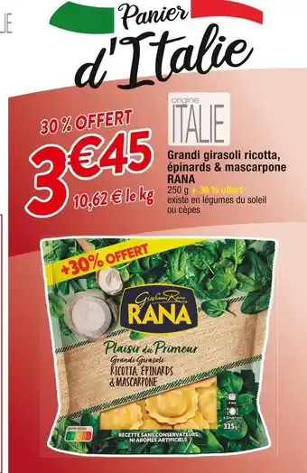 Rana grandi girasoli ricotta, épinards & mascarpone