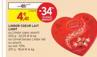 Intermarché Lindt lindor coeur lait offre