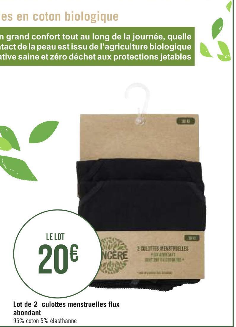 Casino Hyperfrais Lot de 2 culottes menstruelles flux abondant offre