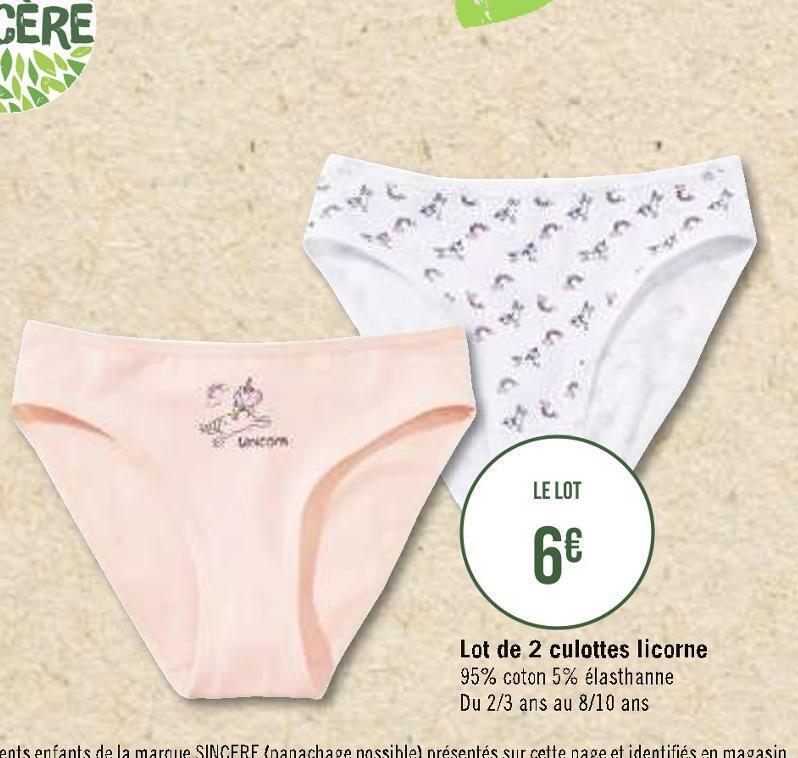 Casino Hyperfrais Lot de 2 culottes licorne offre
