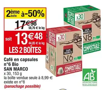 Cora x Carrefour San marco café en capsules n°6 bio offre
