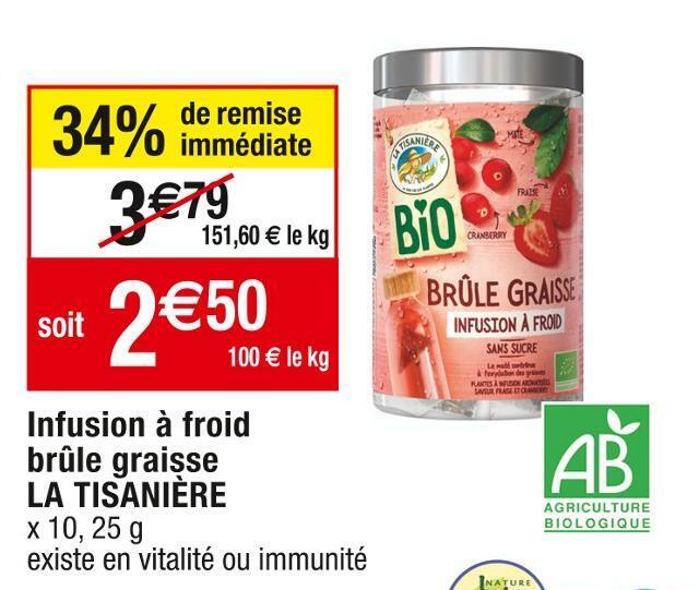 Cora La tisanière infusion à froid brûle graisse offre