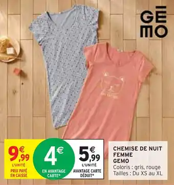Intermarché Gemo chemise de nuit femme offre