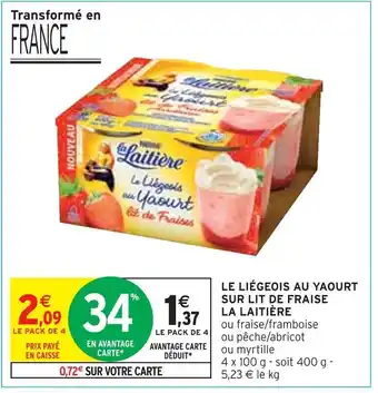 La laitière le liégeois au yaourt sur lit de fraise