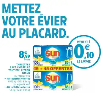 Intermarché Sun tablettes lave vaisselle tout en 1 citron offre