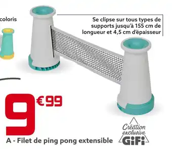 Filet de ping pong extensible