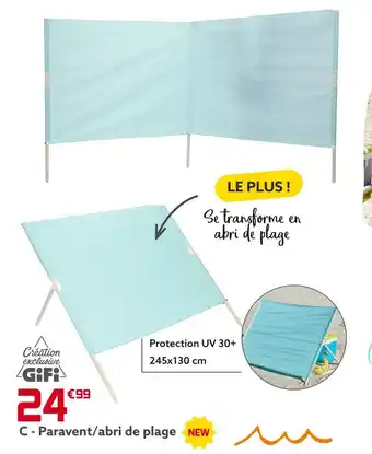 Gifi Gifi paravent/abri de plage offre