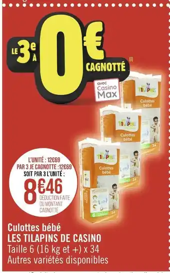 Les tilapins de casino culottes bébé