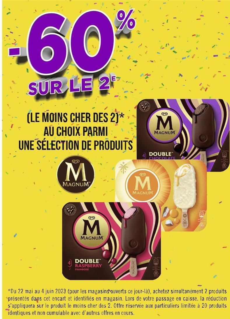 Casino Hyperfrais Magnum -60% sur le 2e au choix parmi une sélection de produits magnum offre