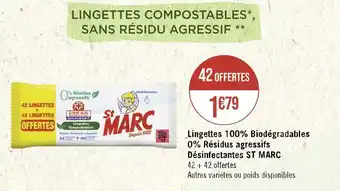St marc lingettes 100% biodégradables 0% résidus agressifs désinfectantes