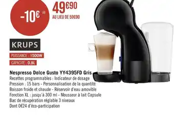Krups nespresso dolce gusto yy4395fd gris