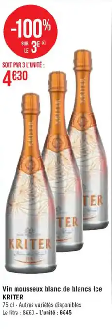 Vin mousseux blanc de blancs Ice KRITER