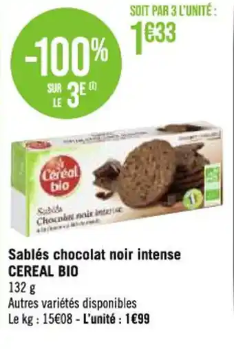 Sablés chocolat noir intense CEREAL BIO 132 g