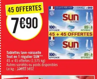 Tablettes lave-vaisselle Tout en 1 régulier SUN