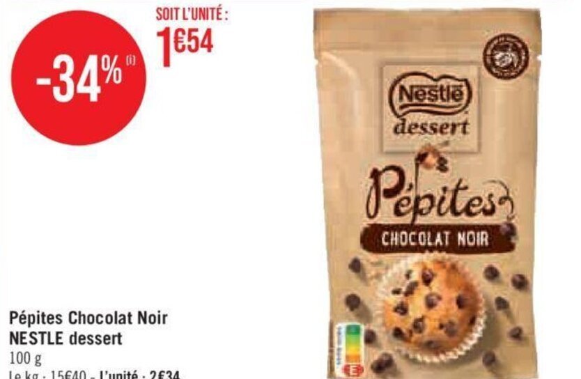 Casino Hyperfrais Pépites Chocolat Noir NESTLE dessert offre