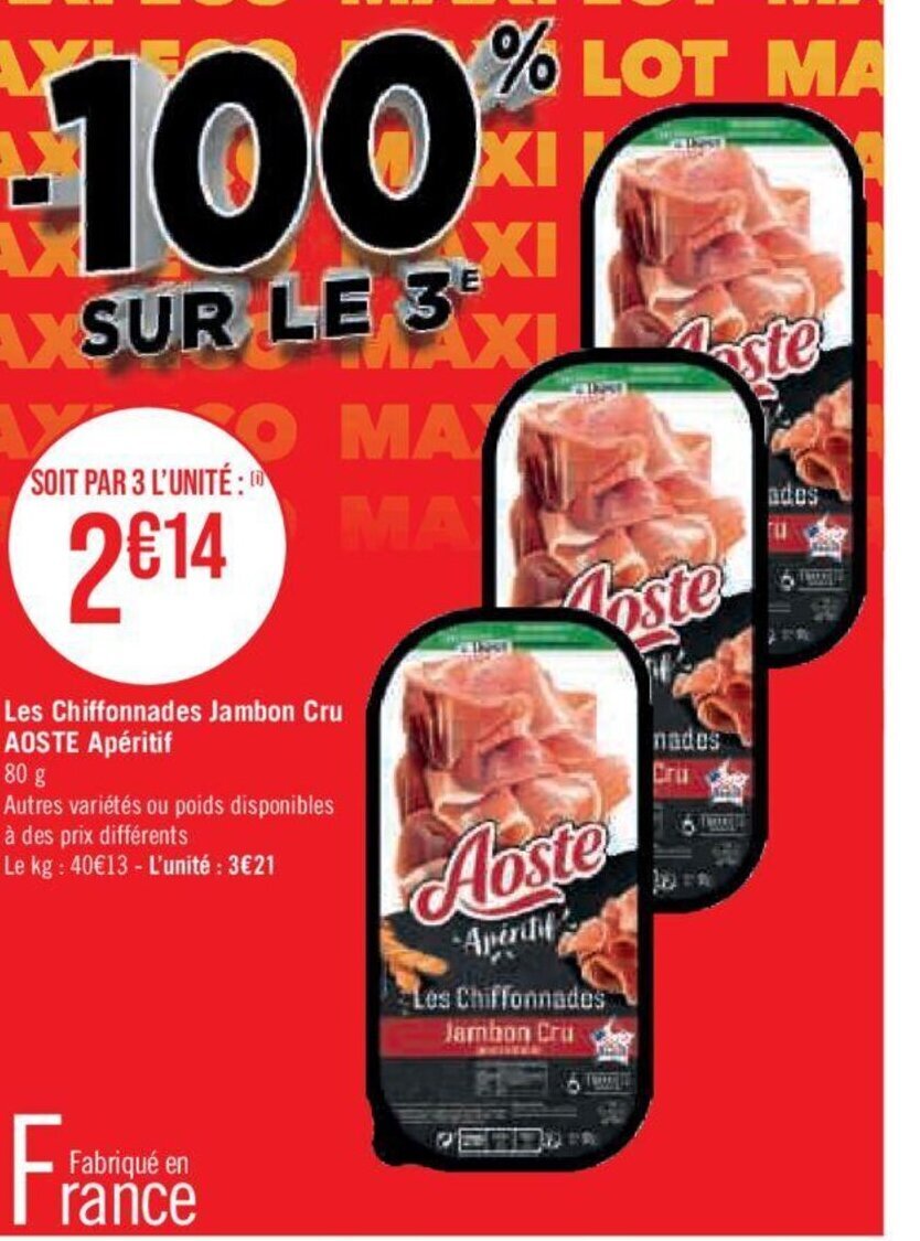 Casino Hyperfrais Les Chiffonnades Jambon Cru AOSTE Apéritif offre