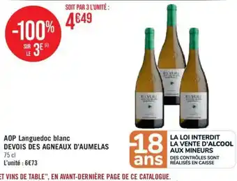 AOP Languedoc blanc DEVOIS DES AGNEAUX D'AUMELAS