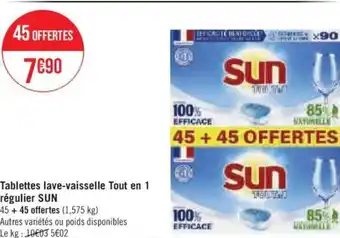 Tablettes lave-vaisselle Tout en 1 régulier SUN