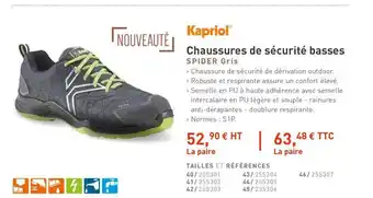 Chaussures De Sécurité Basses Spider Gris Kapriol