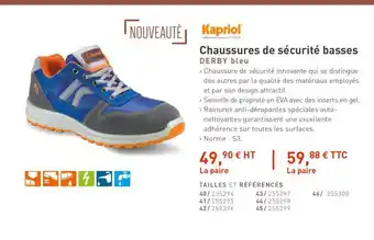 Chaussures De Sécurité Basses Derby Bleu Kapriol