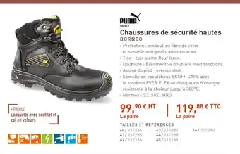 Raboni Chaussures De Sécurité Hautes Borneo Puma Safety offre