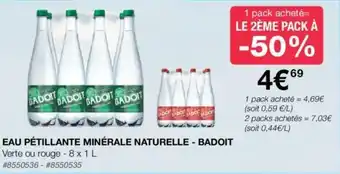 EAU PÉTILLANTE MINÉRALE NATURELLE - BADOIT Verte ou rouge - 8x1 L