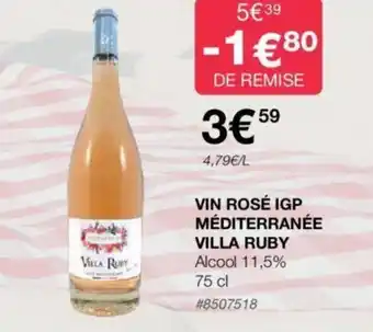 Costco VIN ROSÉ IGP MÉDITERRANÉE VILLA RUBY Alcool 11,5% 75 cl #8507518 offre