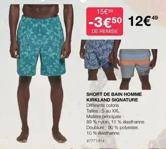 Costco SHORT DE BAIN HOMME KIRKLAND SIGNATURE Différents coloris offre