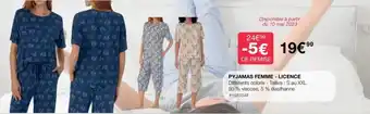 PYJAMAS FEMME - LICENCE Différents coloris - Tailles : S au XXL 95 % viscose, 5 % élasthanne #1683548