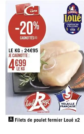 Géant Casino Filets de poulet fermier Loué x2 offre