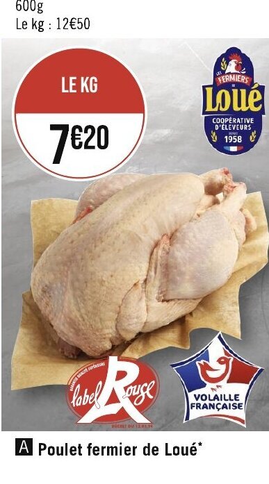 Géant Casino Poulet fermier de Loué* offre