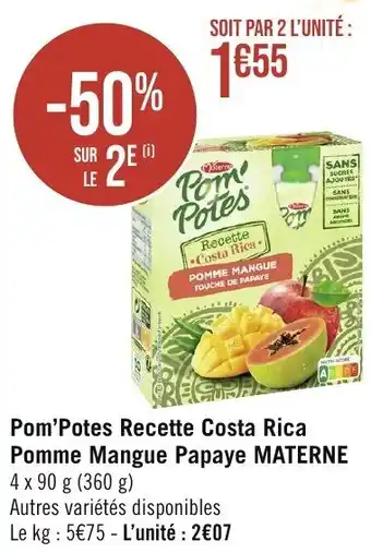 Géant Casino Pom'Potes Recette Costa Rica Pomme Mangue Papaye MATERNE offre