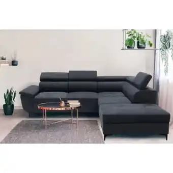 BUT Canapé d'angle convertible réversible wilson tissu soro gris foncé offre