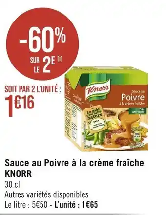 Géant Casino Sauce au Poivre à la crème fraîche KNORR offre