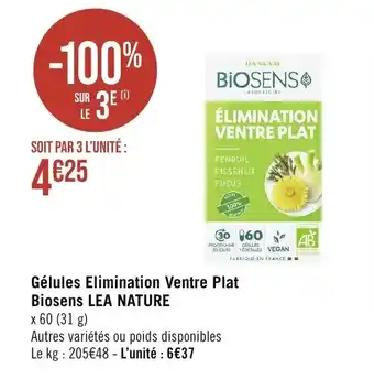 Gélules Elimination Ventre Plat Biosens LEA NATURE