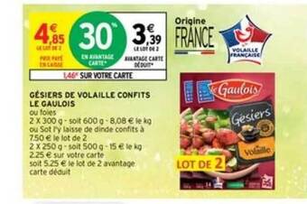 Intermarché Gésiers De Volaille Confits Le Gaulois offre